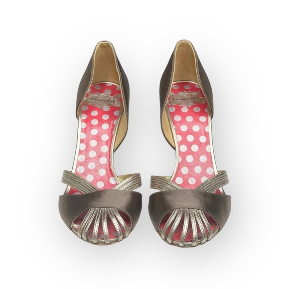 Christian Lacroix ♛ Satin Caged D'Orsay Heels ♛ Bronze Metallic ♛ 37 6.5M 7M ♛ - Picture 8 of 16